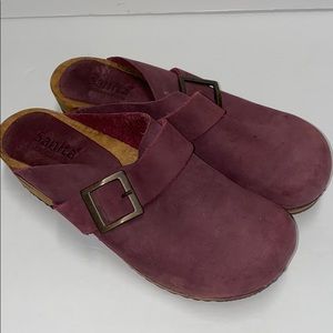 SANITA URBAN WOOD OPEN BACK CLOGS LEATHER